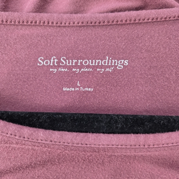 Soft Surroundings Women's Mauve Long Sleeve Top Size Large. Roll Tab Sleeve - Picture 8 of 9